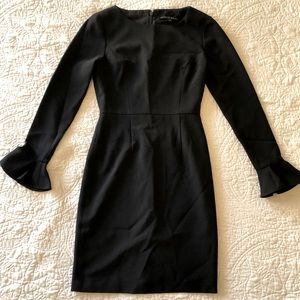 Long-Sleeved Black MIDI Dress